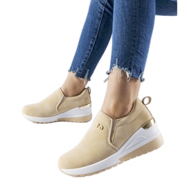 Baskets slip-on compensées Vitale beiges