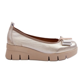 Lewski Shoes Ballerines en cuir sur plateforme avec décoration, Golden Lewski 3384 doré