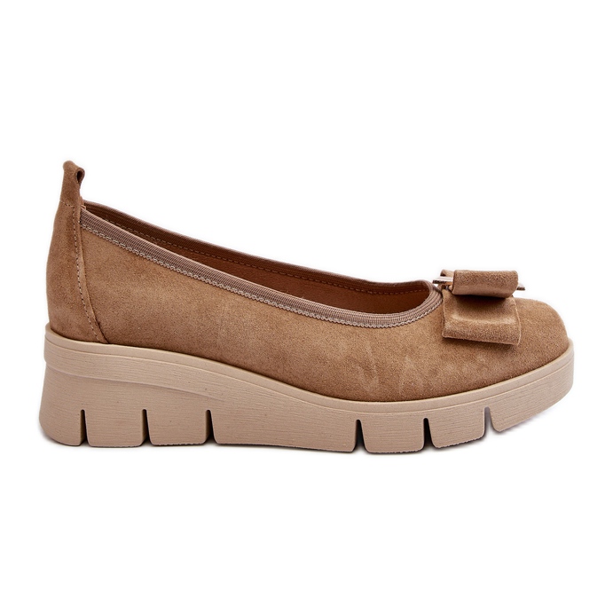 Lewski Shoes Ballerines en cuir sur plateforme avec décoration, Beige Lewski 3384