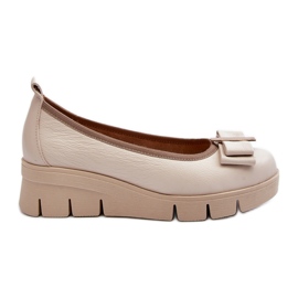 Lewski Shoes Ballerines en cuir sur plateforme avec décoration, Crème Lewski 3384 blanc