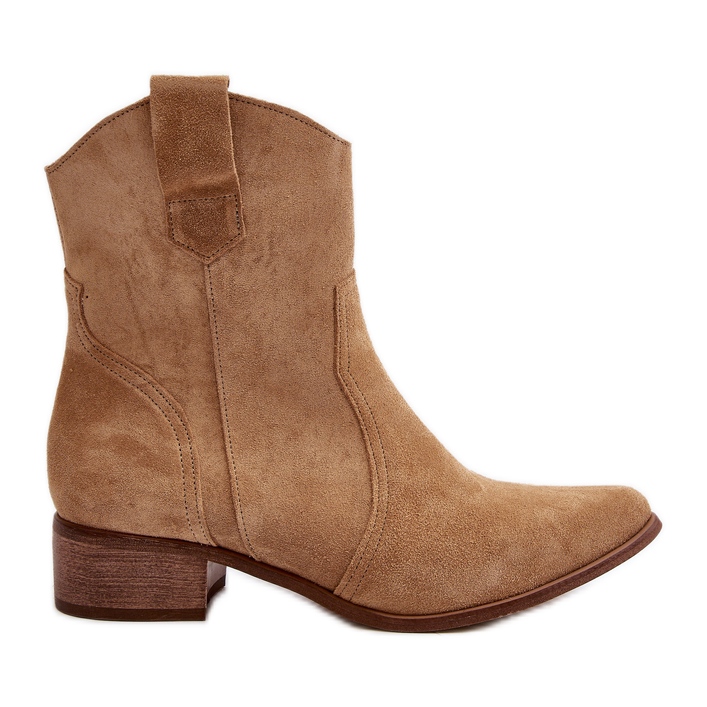 Zazoo 3305/2/G Bottes de Cowboy en Daim pour Femme à Talons Bas Beige Zazoo 3305/2/G Bottes de Cowboy en Daim pour Femme à Talons Bas Beige