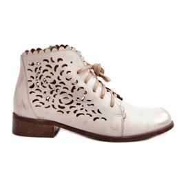 Zazoo 2871 Bottines à lacets ajourées pour femme, Doré, Brossé