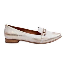 Zazoo 2885 Ballerines en cuir avec décoration dorée et blanche