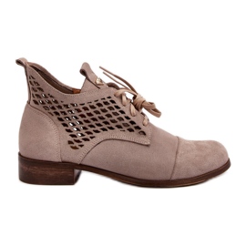 Zazoo Bottes Femme 2878 Low Ajourées, Daim, Beige