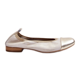 Ballerines Zazoo 2890 en cuir doré et caoutchouc d'or