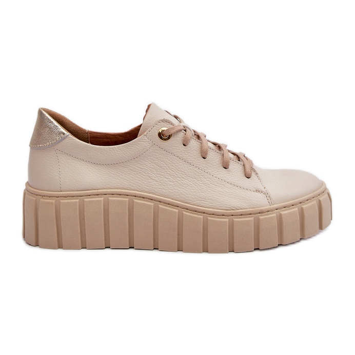 Zazoo 2919 Chaussures en cuir à semelle épaisse pour femme, beige Zazoo 2919 Chaussures en cuir à semelle épaisse pour femme, beige