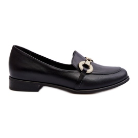 Zazoo 2880 Mocassins en cuir pour femme avec décoration, noir