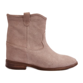 Zazoo 2326 Bottines à enfiler en daim pour femme, beige