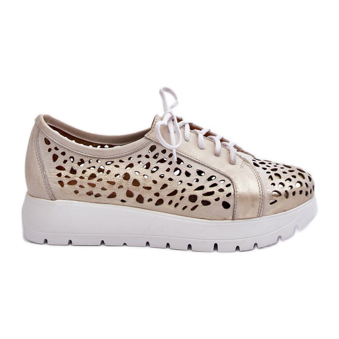 Zazoo 2821, Chaussures en Cuir pour Femme, Doré Ajouré d'or