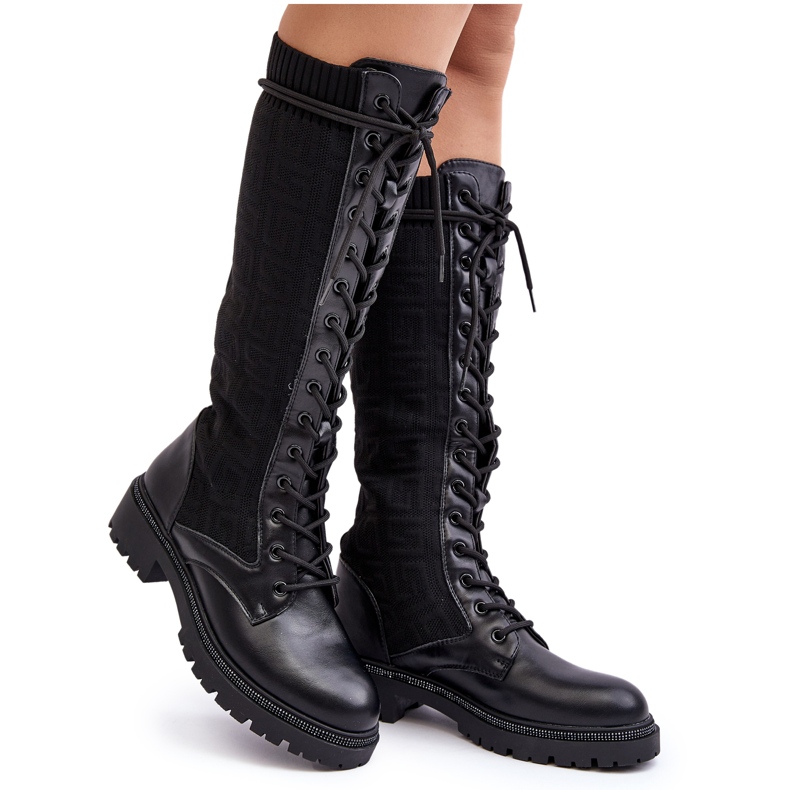 Bottines À Lacets Pour Femmes Avec Tige Élastique Noir Virxinia le noir Bottines À Lacets Pour Femmes Avec Tige Élastique Noir Virxinia le noir