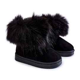 Bottes de neige pour enfants avec fourrure, noires le noir
