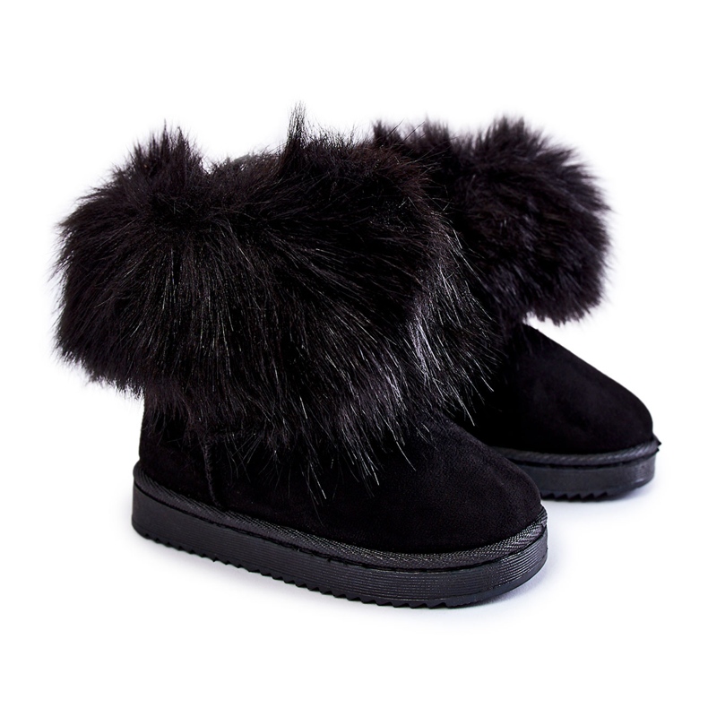 Bottes de neige pour enfants avec fourrure, noires le noir