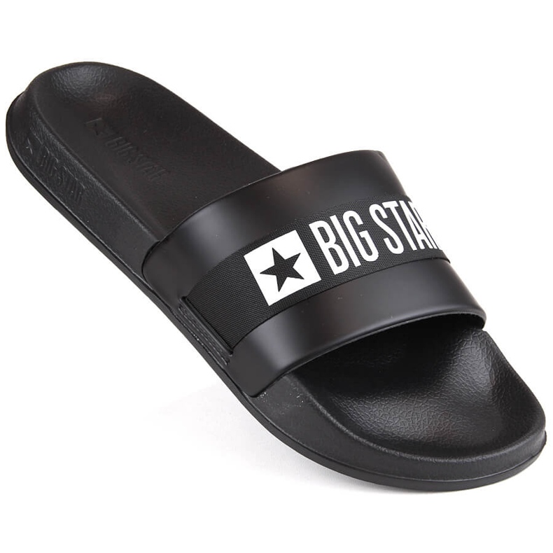 Tongs homme en cuir écologique noir Big Star LL174457 le noir