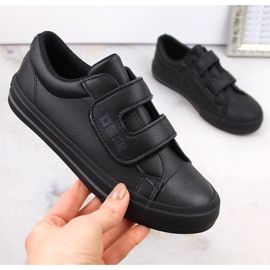 Baskets pour enfants en cuir écologique avec velcro, noir Big Star LL374073