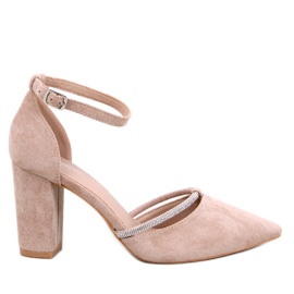Escarpins à talons hauts Ingrid Kaki avec strass beige