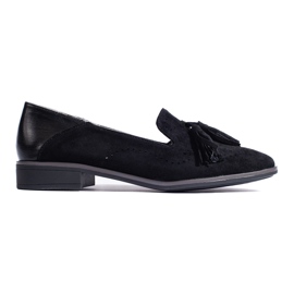 Mocassins Daszyński en daim noir ajouré le noir