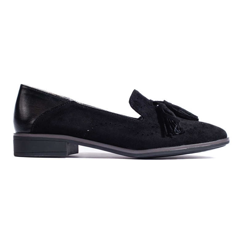 Mocassins Daszyński en daim noir ajouré le noir