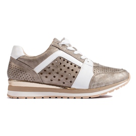 Baskets femme ajourées dorées Daszyński