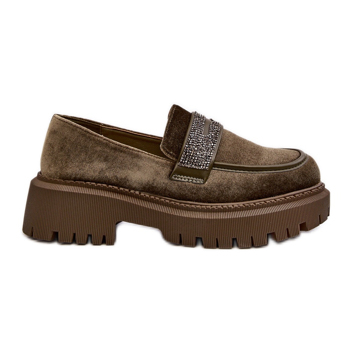 Mocassins en velours avec décoration pour femme, vert foncé Wendreda