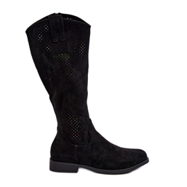 S.barski HY66-139 Bottes ajourées pour femme, noir le noir