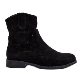 S.barski HY66-135 Bottes Ajourées Femme Sur Talons Plats Noir le noir
