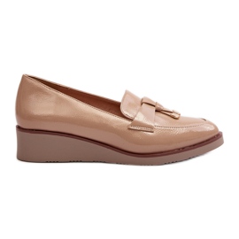 Vinceza Chaussures Compensées En Cuir Verni Pour Femme Avec Décoration Miliret beige