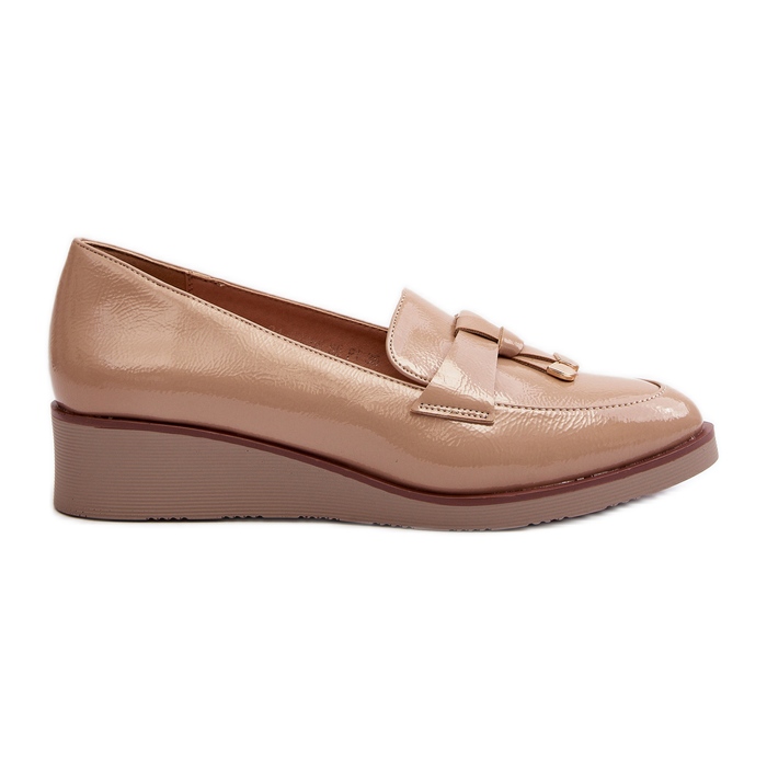 Vinceza Chaussures Compensées En Cuir Verni Pour Femme Avec Décoration Miliret beige Vinceza Chaussures Compensées En Cuir Verni Pour Femme Avec Décoration Miliret beige