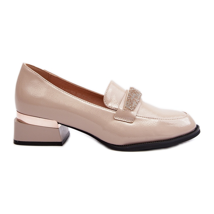 Vinceza Chaussures vernies à talons bas pour femmes, Beige Marilni