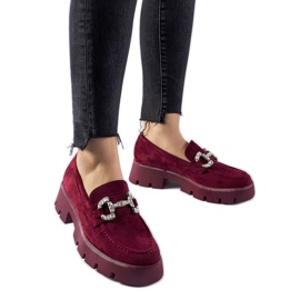 Mocassins Giacomo bordeaux avec strass rouge