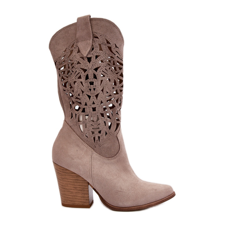 Zazoo 3414 Bottines Ajourées Femme Daim Cappucino beige