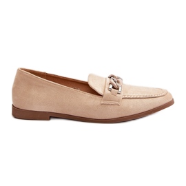 Mocassins Femme Avec Chaîne Beige Ambrise