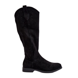 S.barski HY66-132 Bottes ajourées pour femme, noir