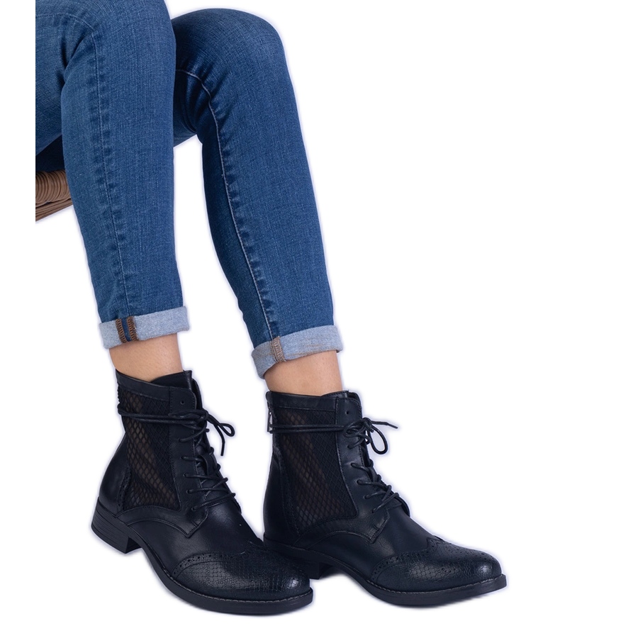 Bottines plates ajour es noires de Reeves le noir KeeShoes