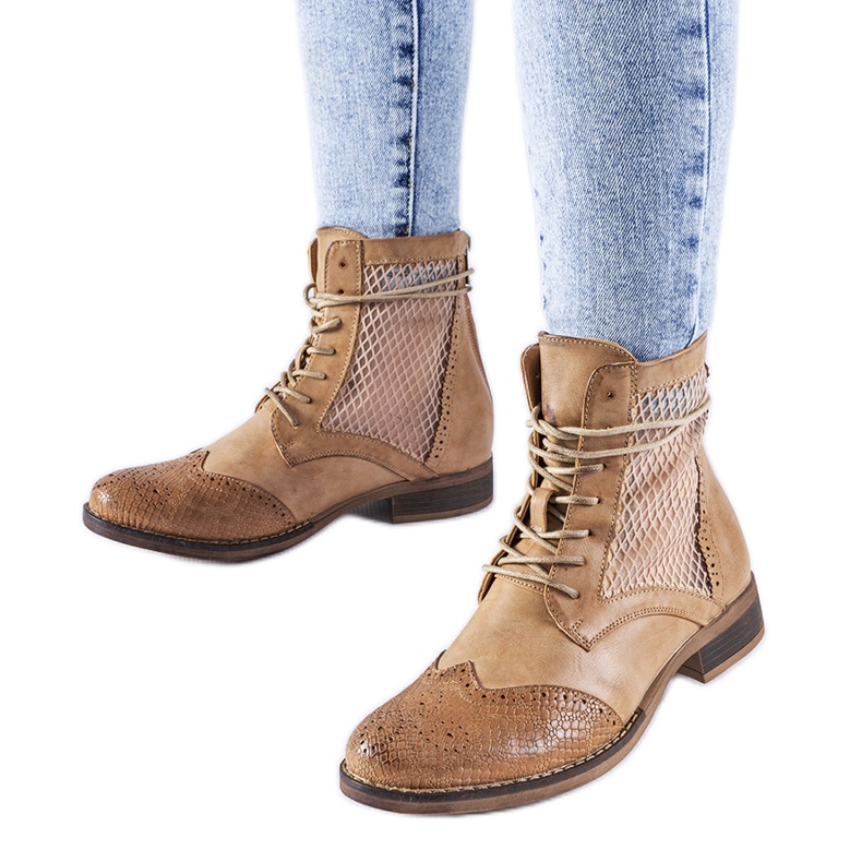 Bottines plates ajourées marron de Reeves brun