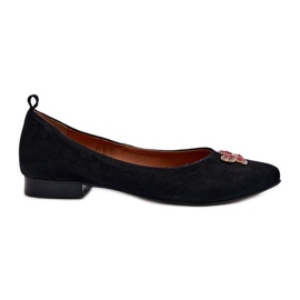 Zazoo 2887 Ballerines en daim avec papillon décoratif, noir le noir
