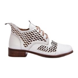 Zazoo 2704 Bottes Ajourées En Cuir, Blanc blanche
