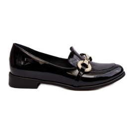 Zazoo 2880 Mocassins Femme En Cuir Verni Avec Décoration, Noir