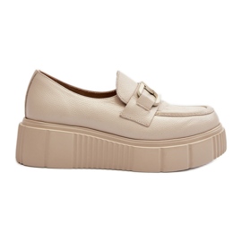 Zazoo 20101 Chaussures à plateforme en cuir à la mode, beige clair