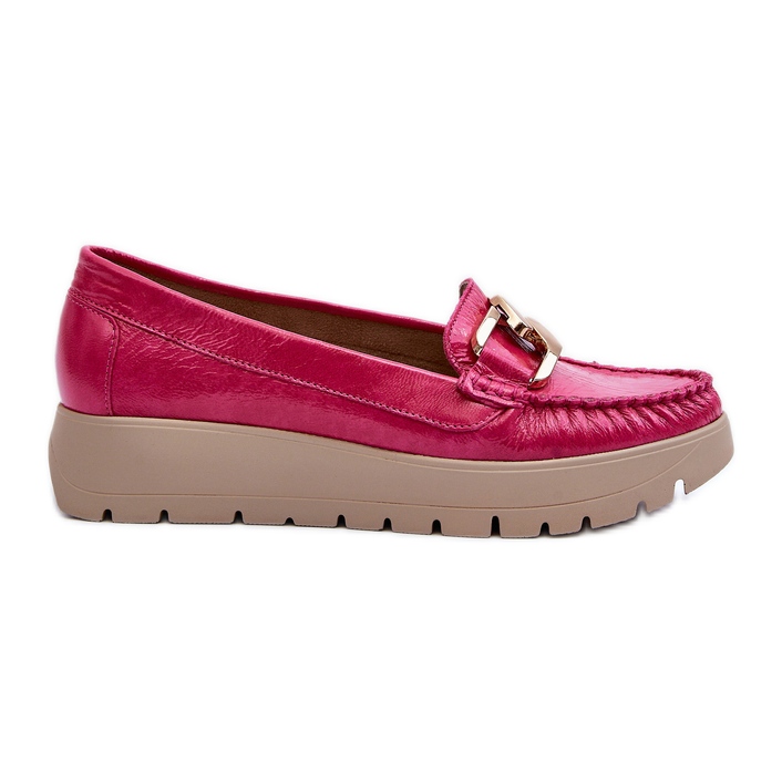 Zazoo 10141 Mocassins En Cuir Sur La Plateforme Avec Décoration Fuchsia rose
