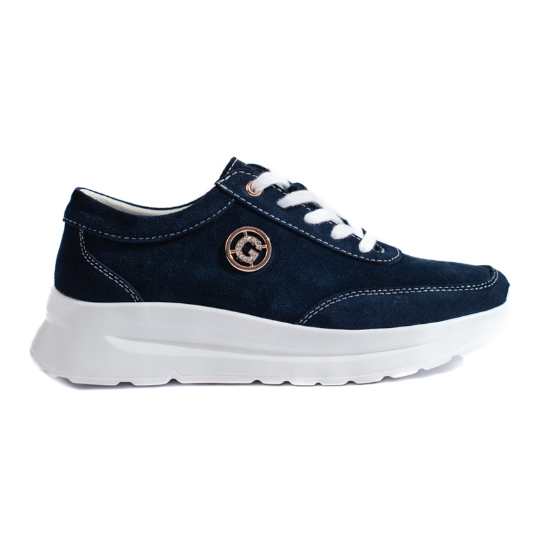 Chaussures de sport en cuir bleu marine Chaussures de sport en cuir bleu marine