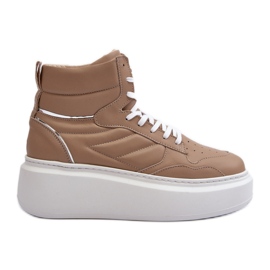 Zazoo 3392/X Chaussures de Sport en Cuir pour Femme sur Plateforme, Beige Zazoo 3392/X Chaussures de Sport en Cuir pour Femme sur Plateforme, Beige