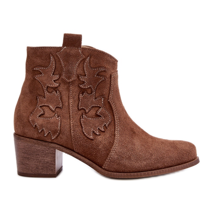 Zazoo 3426 Bottes de cowboy en daim pour femme Marron brun