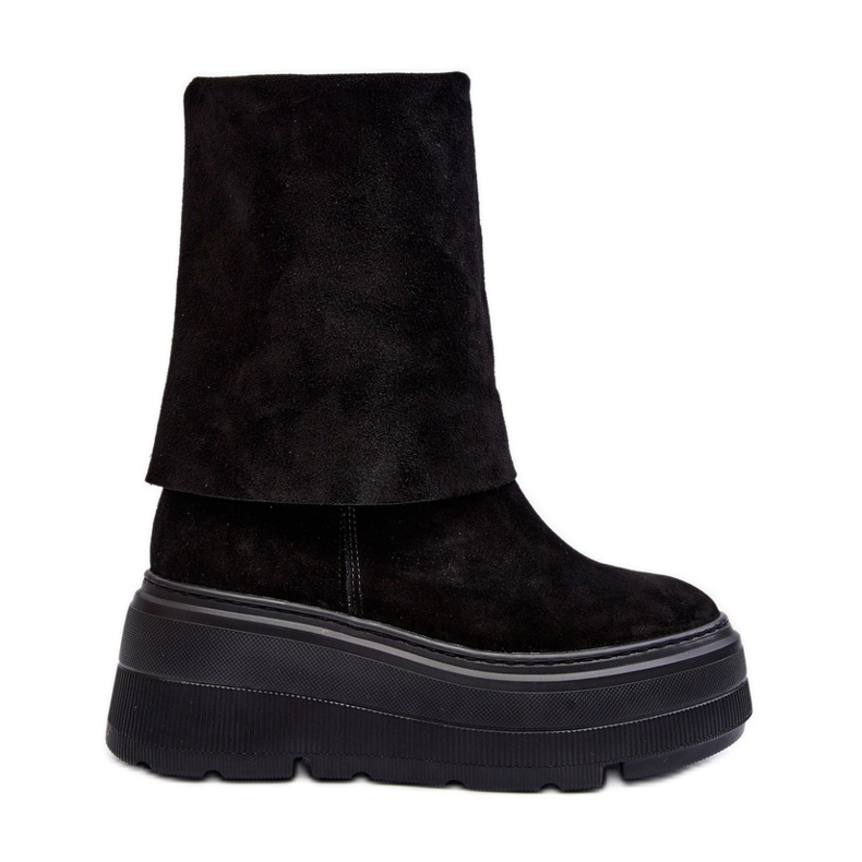 Zazoo 3410 Bottines en daim pour femme sur une plateforme massive, noir le noir