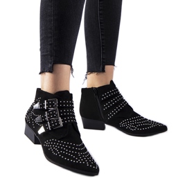 Bottines à talons bas décoratives noires Forever le noir