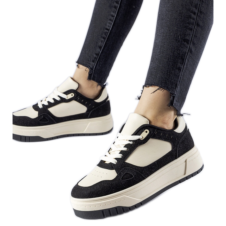 Baskets plateforme Pomona noires et blanches le noir