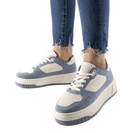 Baskets plateforme Pomona bleues et blanches