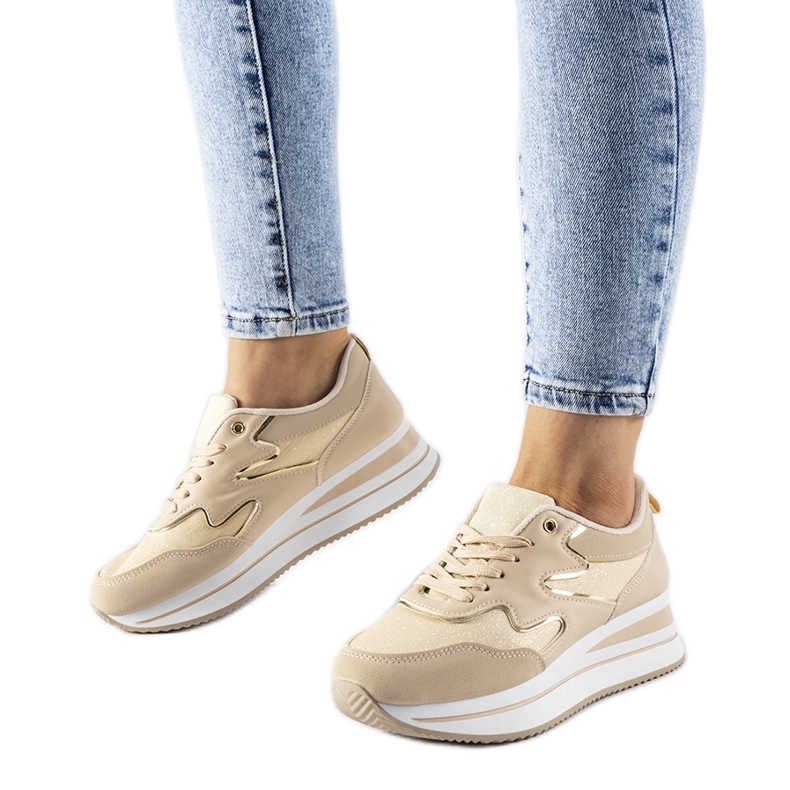 Baskets plateforme Inès beiges