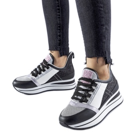 Baskets noires à paillettes sur la plateforme Marce le noir