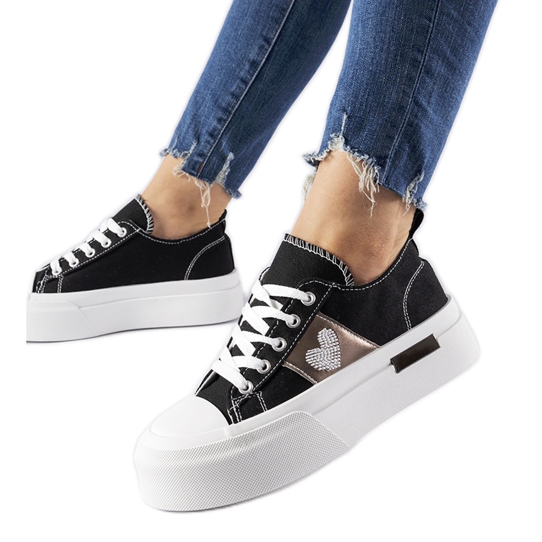 Baskets à plateforme Lawton noires et argentées le noir Baskets à plateforme Lawton noires et argentées le noir