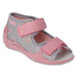 Sandales pour enfants Befado avec empiècement en cuir 342P056, gris Sandales pour enfants Befado avec empiècement en cuir 342P056, gris